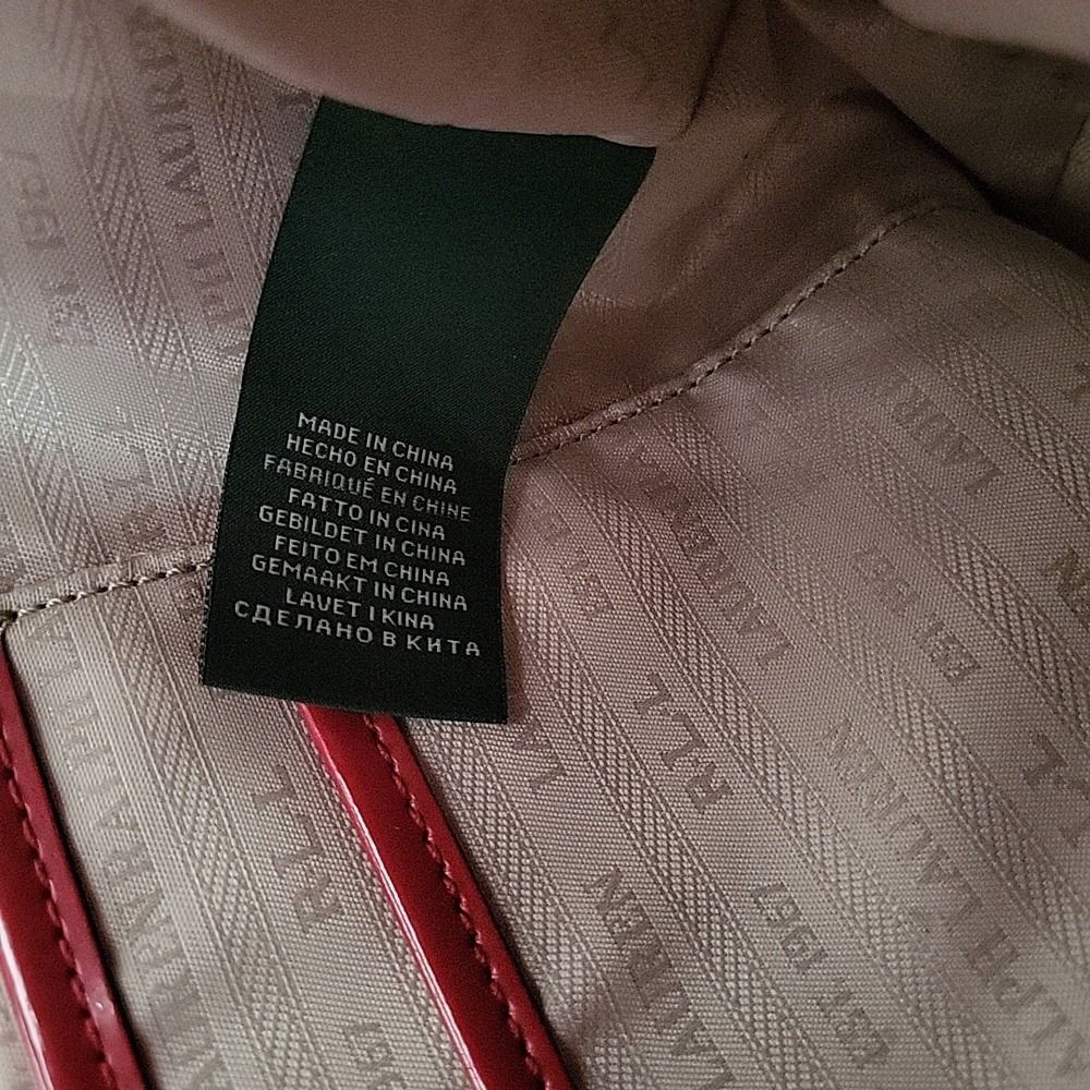VINTAGE Ralph‎ Lauren Red Initial Logo Pattern Purse - Picture 16 of 16